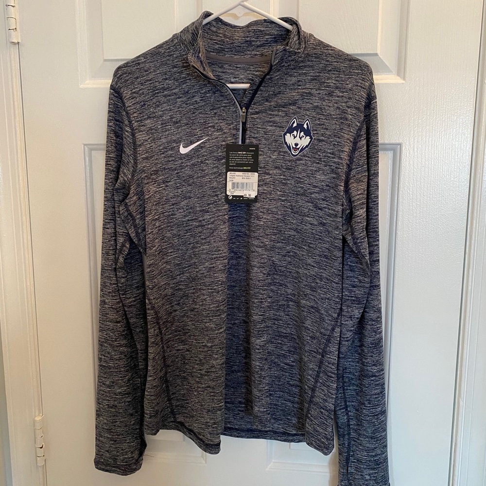 UCONN Nike Dri-Fit Blue Heathered Quarter Zip